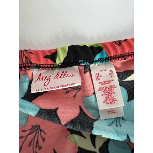 Meg Allen A Liz Claiborne Co Multi Color Floral Print Straight Skirt  XL 16/18 - Picture 5 of 6